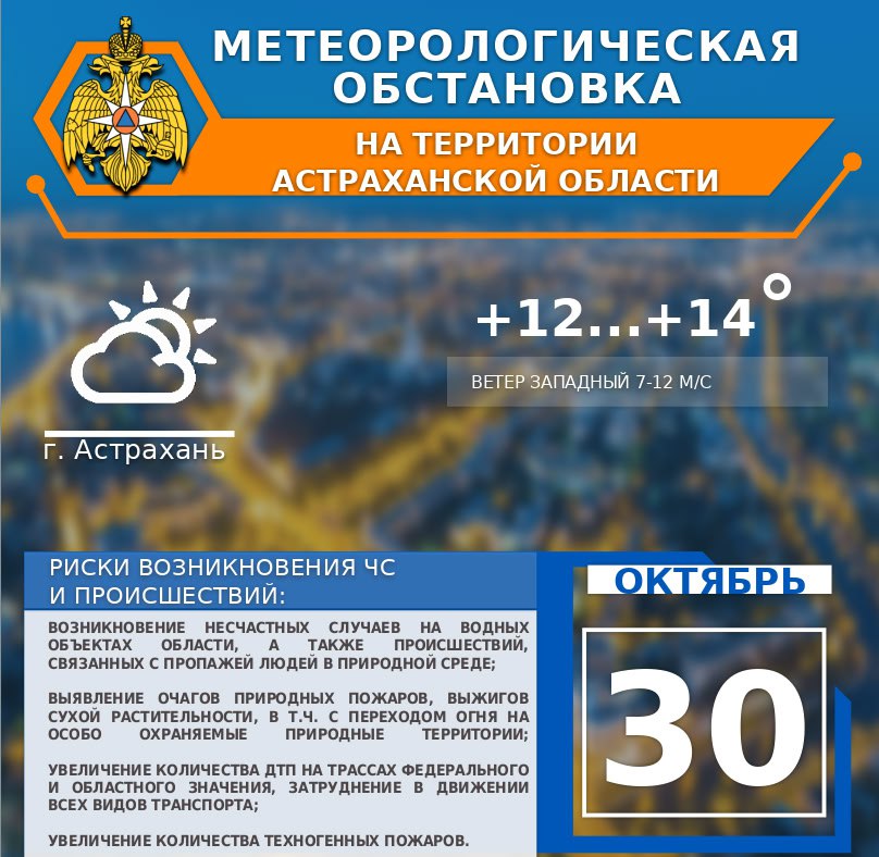 Метеорологическая обстановка на 30 октября