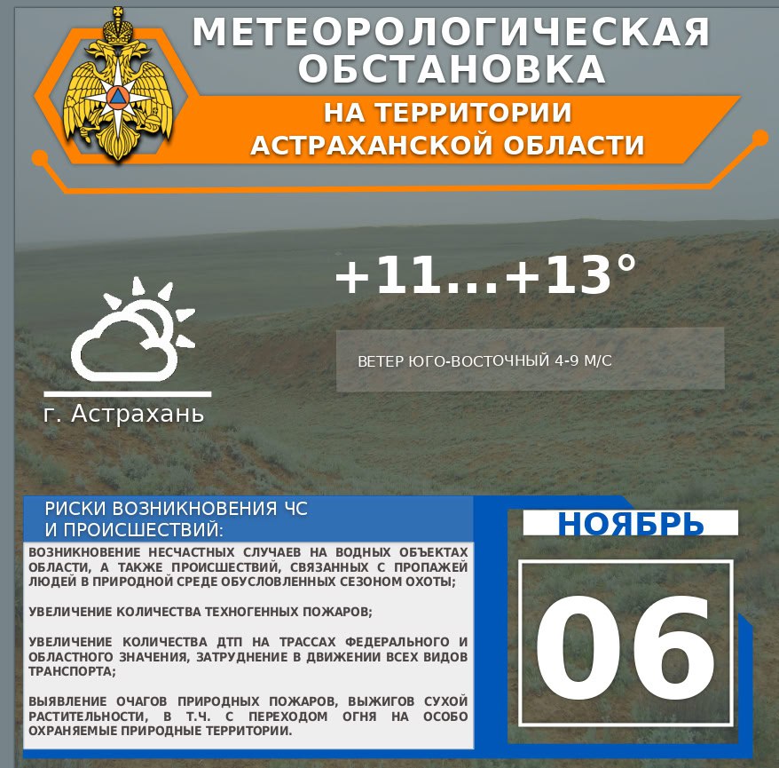 Метеорологическая обстановка на 06 ноября