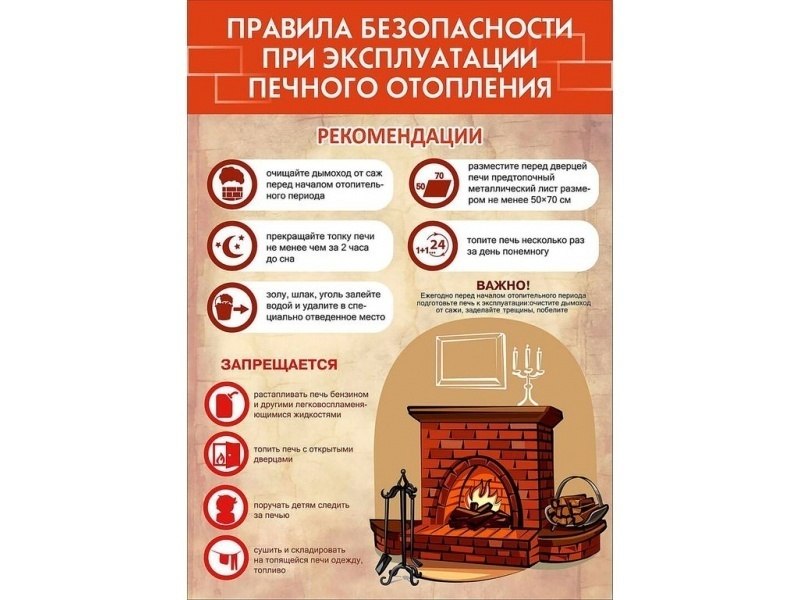 Меры пожарной безопасности при эксплуатации печного отопления