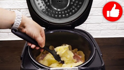 Вкусная картофельная запеканка с мясным фаршем в мультиварке