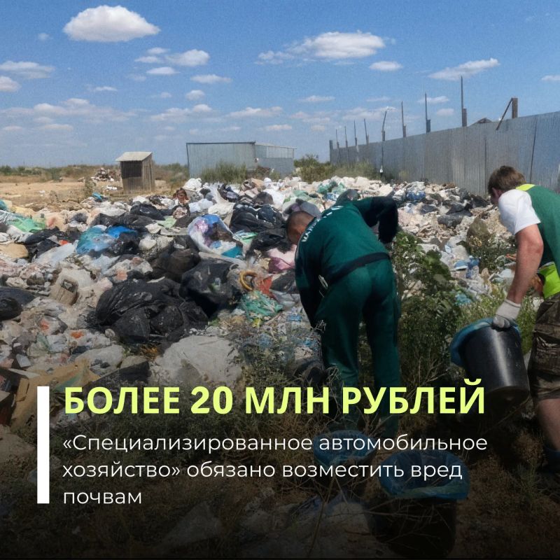 Арбитражный суд Республики Калмыкия поддержал требования Росприроднадзора и обязал ООО «Специализированное автомобильное хозяйство» компенсировать ущерб более 20 млн рублей за вред, причиненный почвам