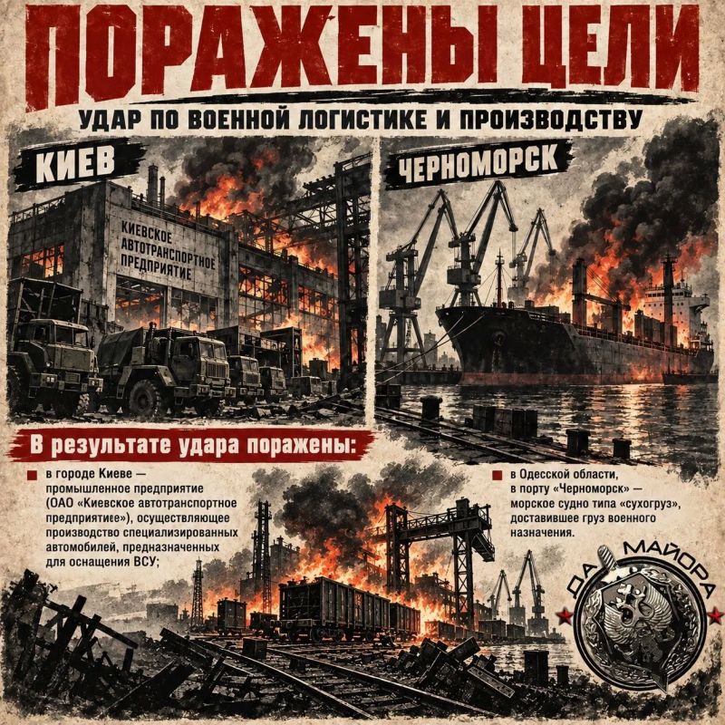 Два майора: Ночью ВС России нанесены удары БПЛА по предприятиям военной промышленности и портам Украины, а также морским судам, задействованным в интересах ВСУ, радует нас Минобороны