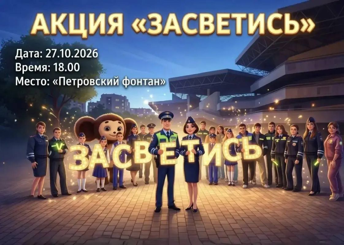 Госавтоинспекция по городу Астрахани совместно с отрядами ЮИД приглашает вас на ежегодную акцию «Засветись»!
